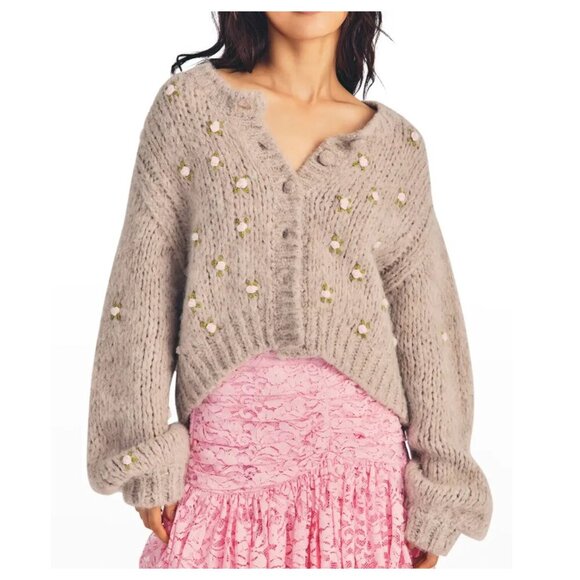 LoveShackFancy Sweaters - LOVESHACKFANCY Emilie Cardigan in Oat